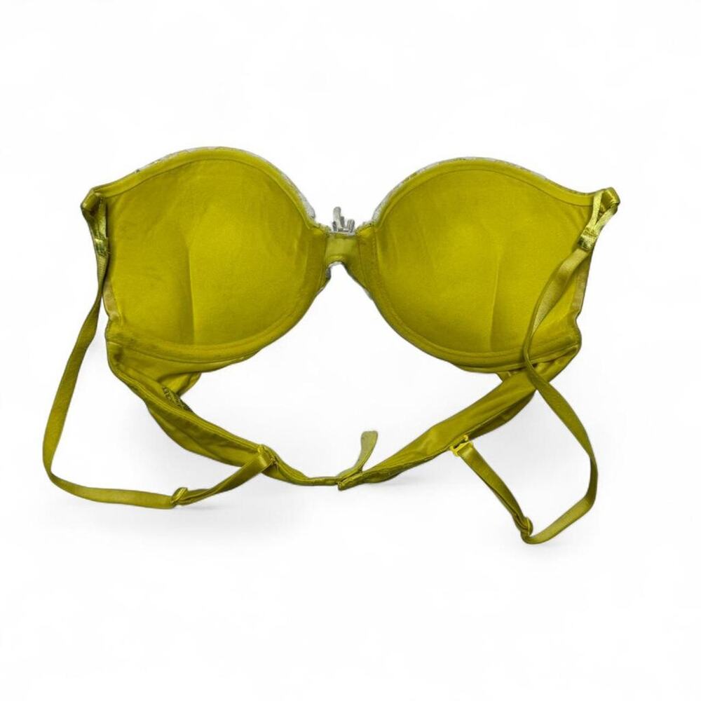 Victorias Secret Bomb She’ll Plunge Push Up Yellow Lace Bra Size 34B - Picture 6 of 8